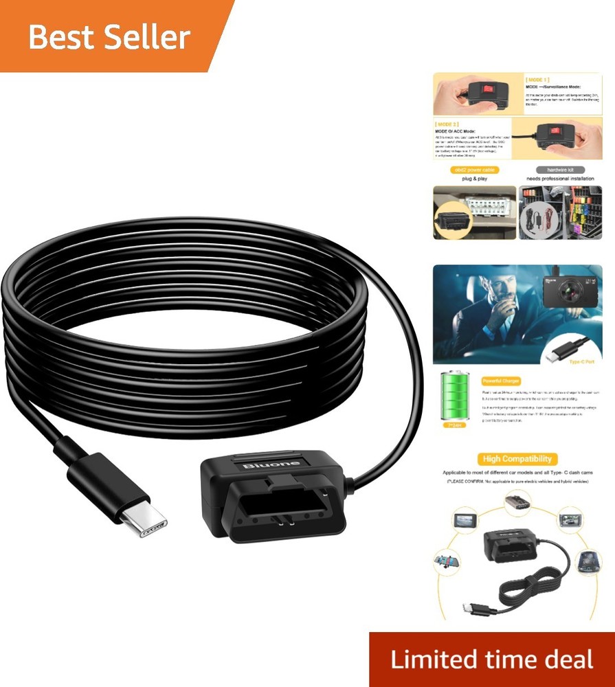 High Compatibility Type-C OBD Power Cable for Dash Cameras - Smart Design