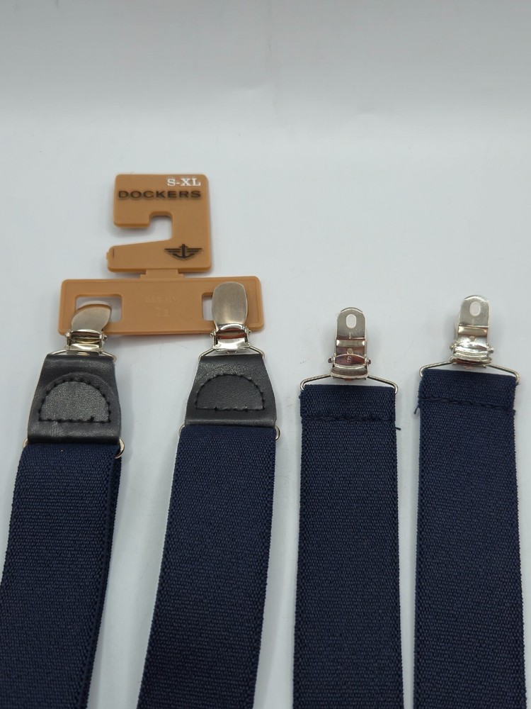 New Dockers Adjustable Elastic Solid Suspenders • Navy • Small-XLarge