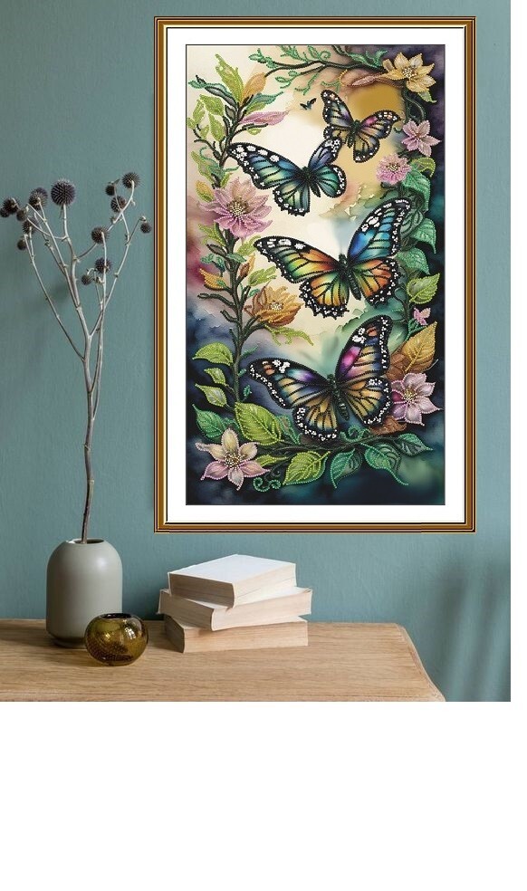 Bead embroidery kit Needlework DIY Beadwork Magic butterflies Beading stitching