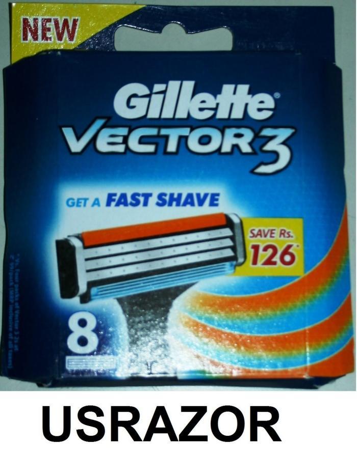 9 Gillette Vector3 Blades Cartridges Refills Shaver 8 fits Sensor Excel 3 Razor