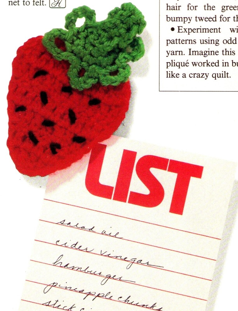 CUTE Strawberry Magnet/CROCHET PATTERN INSTRUCTIONS ONLY