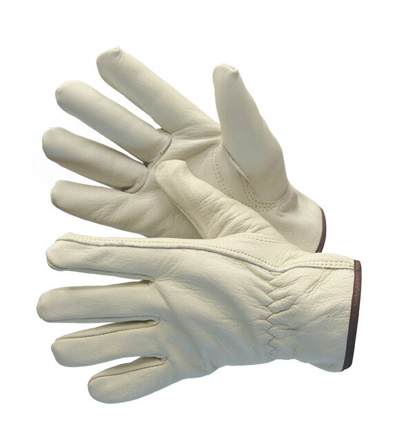 4-PAIR FULL COW GRAIN LEATHER DRIVER WORK GLOVES KEYSTONE - SIZE - LARGE