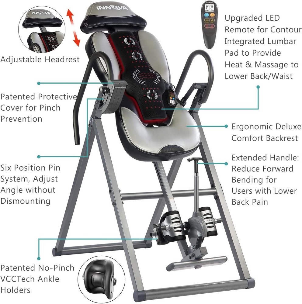 Innova ITM5900 Advanced Heat and Massage Inversion Table for Back Therapy