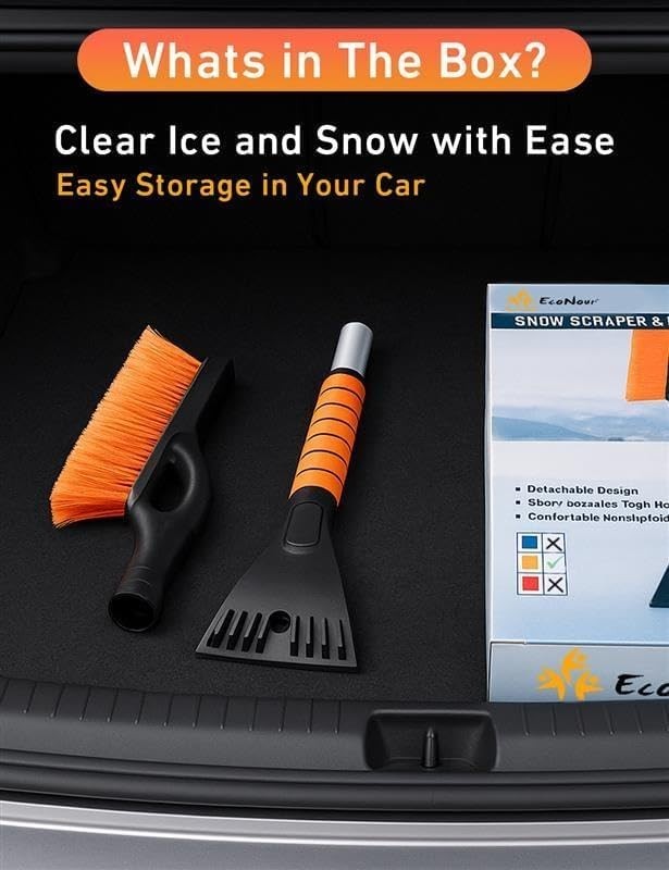 Lightweight 27" Ice Scraper & Snow Brush with Comfortable Grip - Winter Ready
