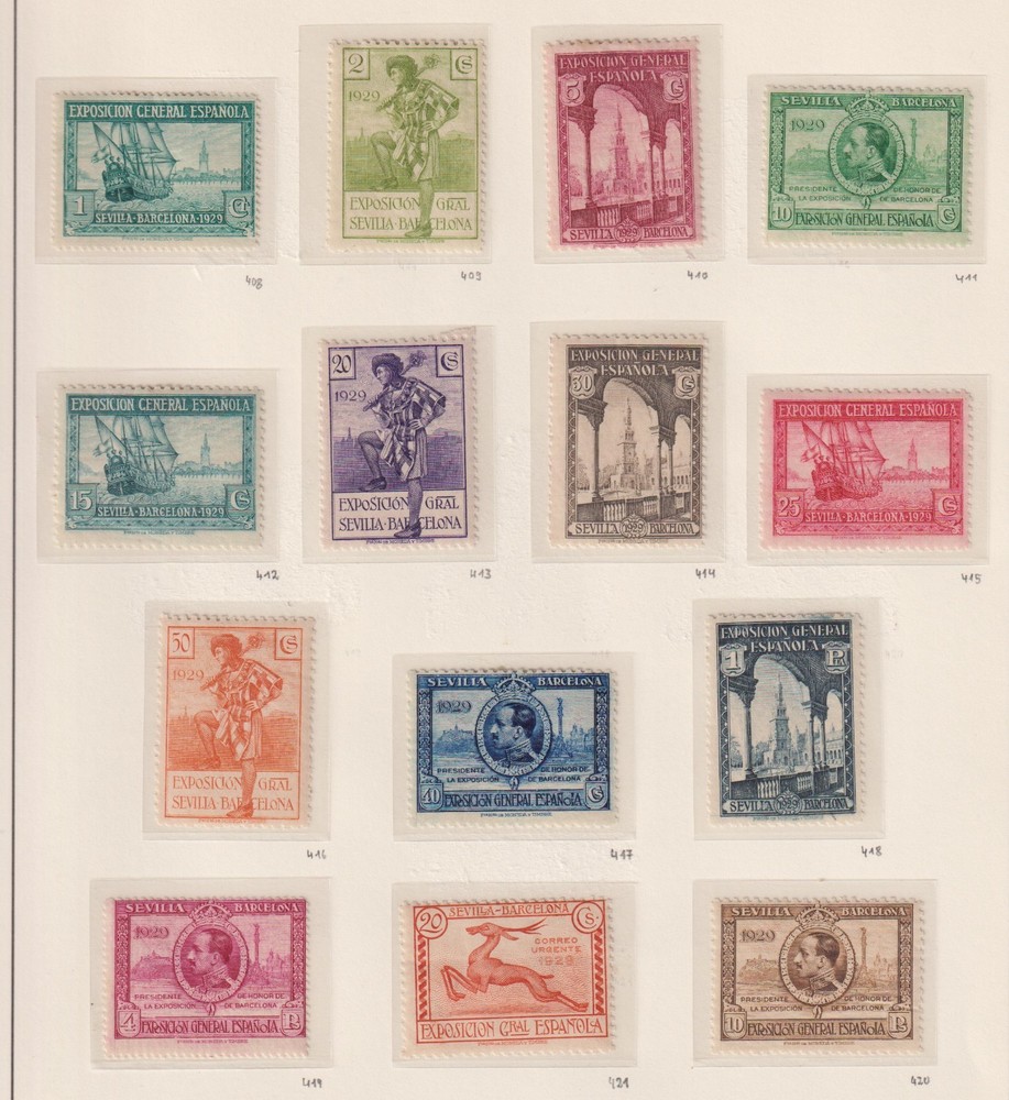 Spain 1929 MI 408-421 MLH VF / CAT VALUE $250