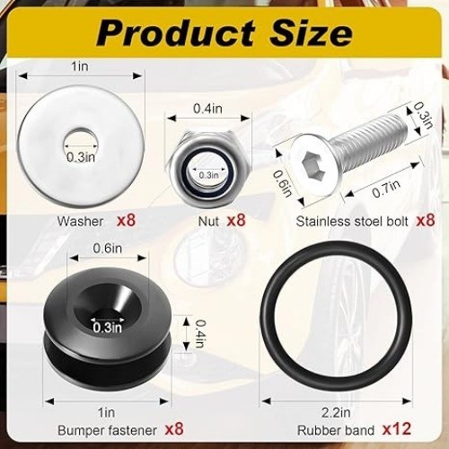 44 Pieces Bumper Quick Release Kit, Quick Release Front Rear Bumper Fasteners Bu