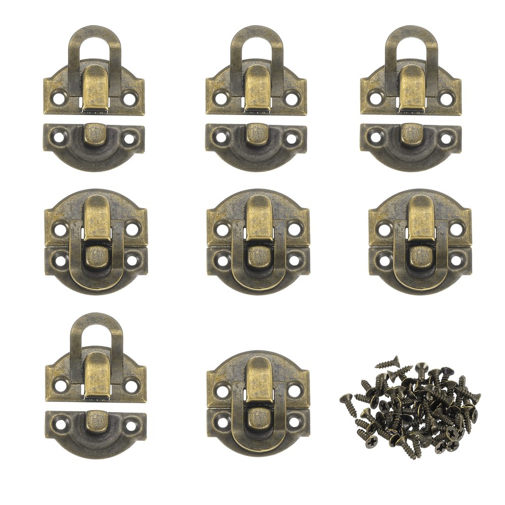 8Pcs 1.1" x 1.1" Retro Decorative Hasp Kit with Screws, Bronze