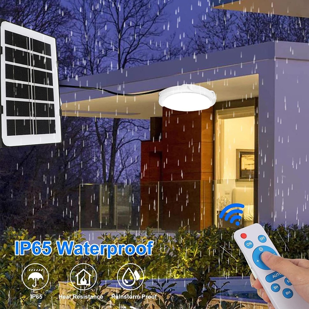 1Pcs Solar Power Ceiling Pendant Light Remote Control Waterproof Out/Indoor Lamp