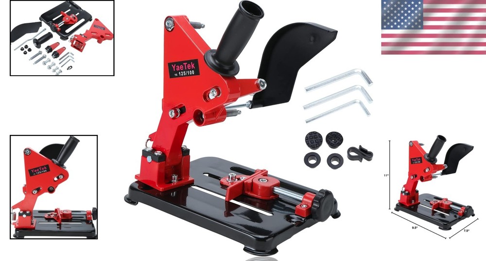 Cast Iron Angle Grinder Stand for 4"-5" Grinders - Red, Adjustable Angle