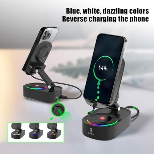 5in1 Wireless Induction Audio Bluetooth Speaker with Phone Stand,Work Time