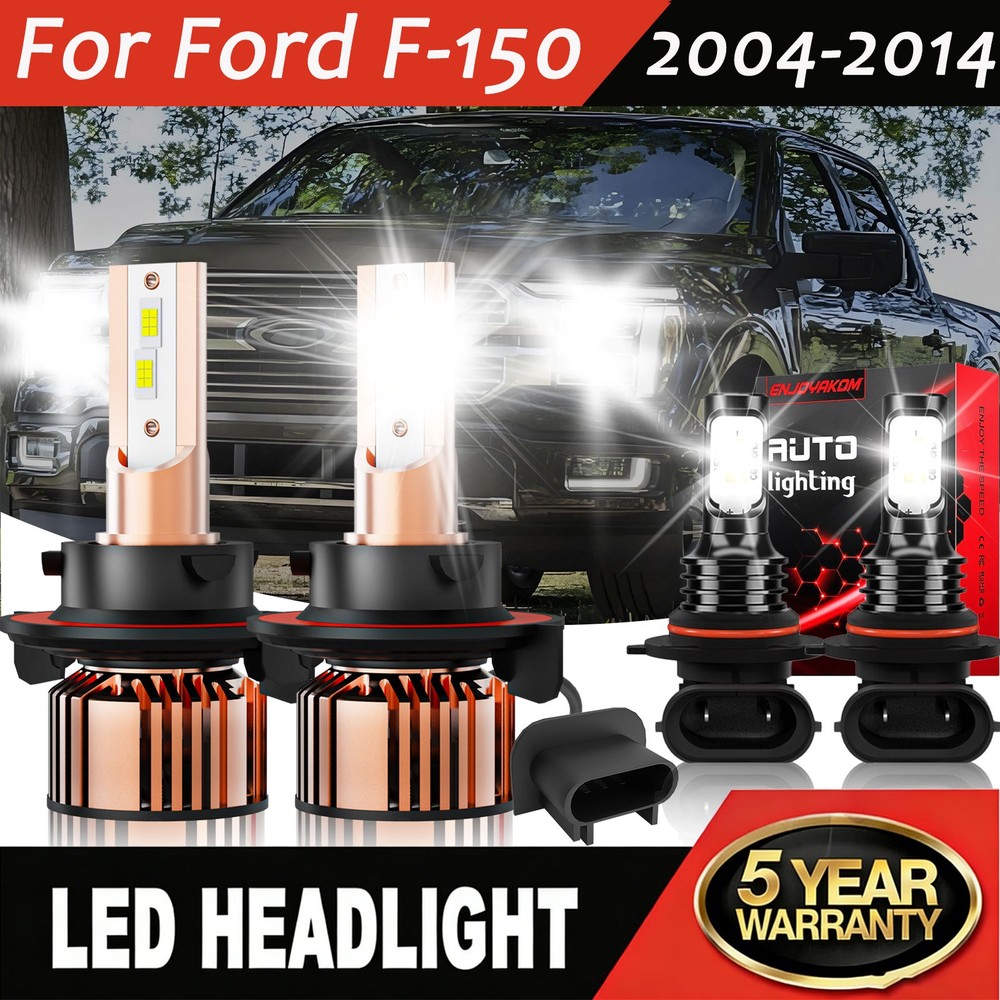 For Ford F-150 2004-2014 LED Headlight Kit High Low Beam Fog Light Bulbs 12000K