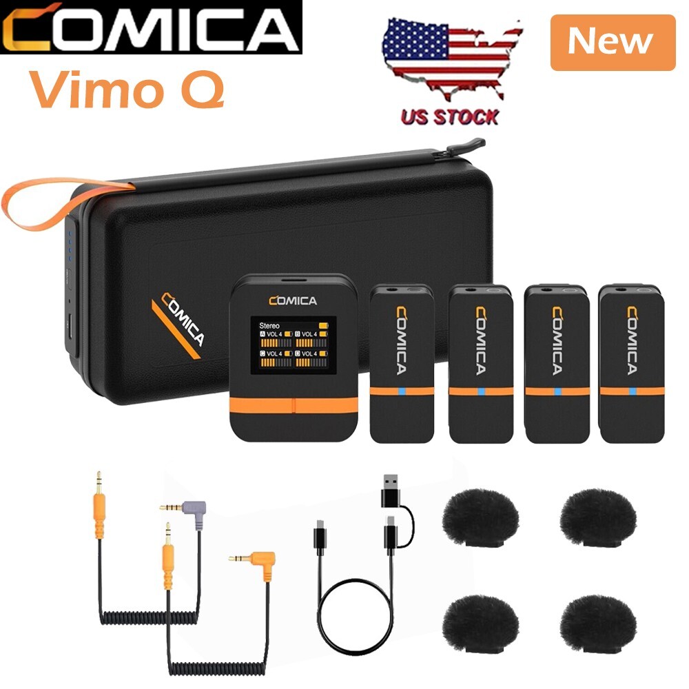 Comica Vimo Q Wireless Lavalier Microphone System w/ 4 Transmitters +1 Receiver