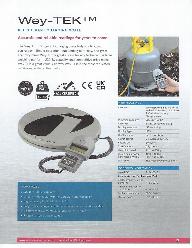 Inficon Wey-Tek Refrigerant Charging Scale