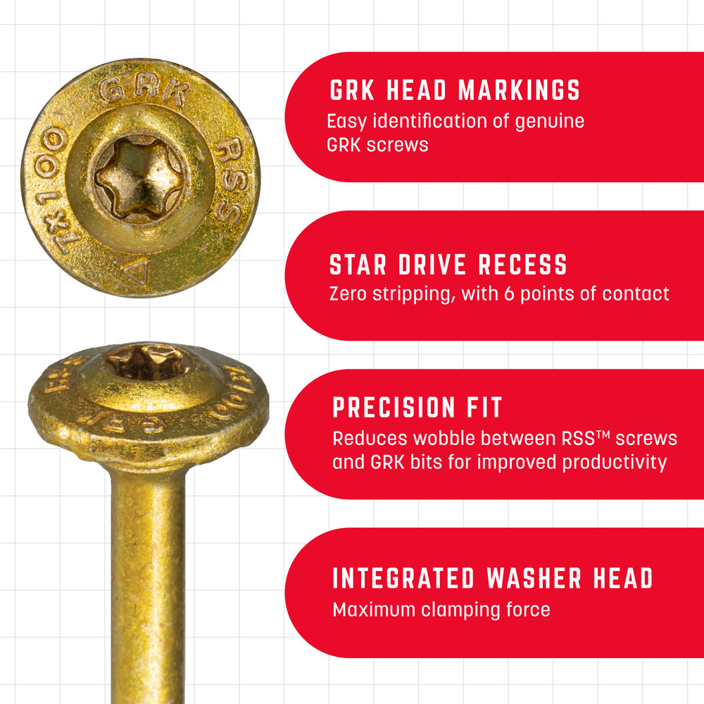 GRK Fasteners RSS™ 5/16 x 6 Inch, Rugged Structural Screws, 300 PCS, Rust