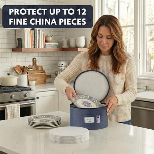 Salad Plates Storage Container - Hard Shell China Organizer 9" Salad Plates