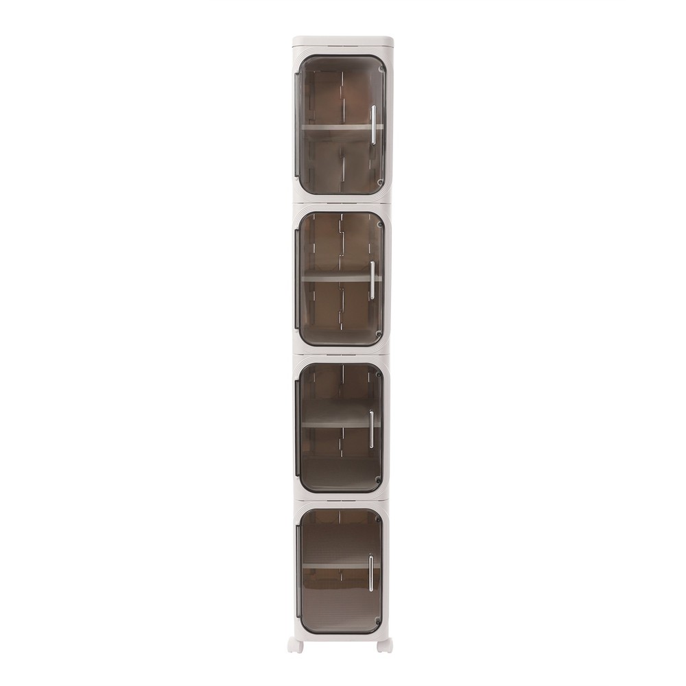 4-Tier Slim Bathroom Storage Cabinet with Wheels, Space-Saving Design