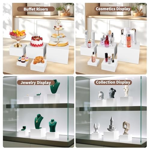 8PCS Buffet Risers，Large Food Risers for Buffet Table, Dessert white-8PCS-3-10