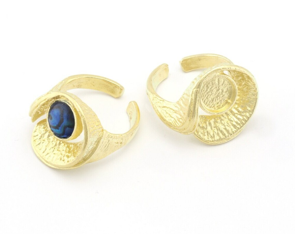 Adjustable Ring Bezel Setting Raw Brass 8 mm Round Setting 7US - 9US size 4780