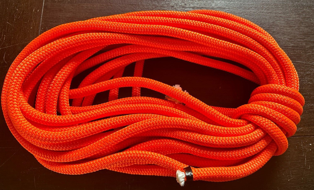9/16 x 60 ft. Double Braid-Yacht Braid Polyester Rope Neon Orange