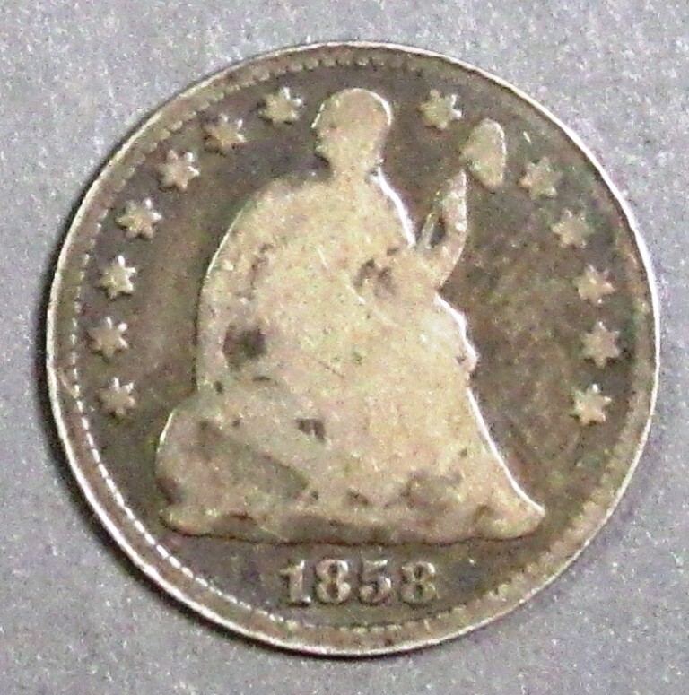 1858 Seated Liberty Half Dime VG.