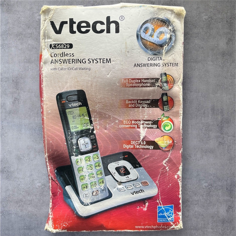 VTech CS6829 Cordless Phone w/ Base & Answering System – Powers On, Untested
