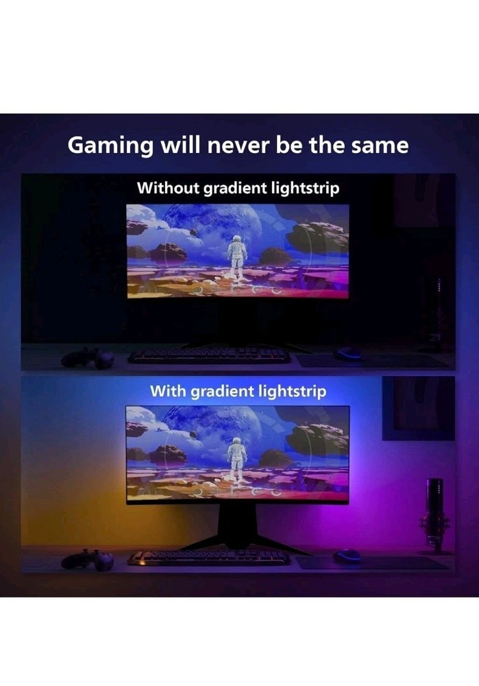 Philips - Hue Play Gradient Lightstrip for 24" to 27" PC - White