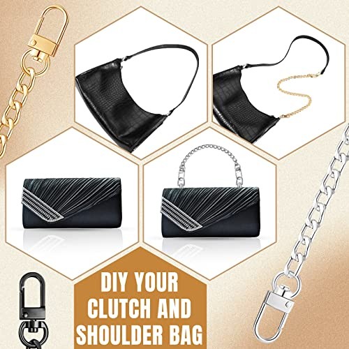 8 Pcs Purse Chain Strap Extender 16 Pcs Studs Rivets D Ring for Purse 7.9