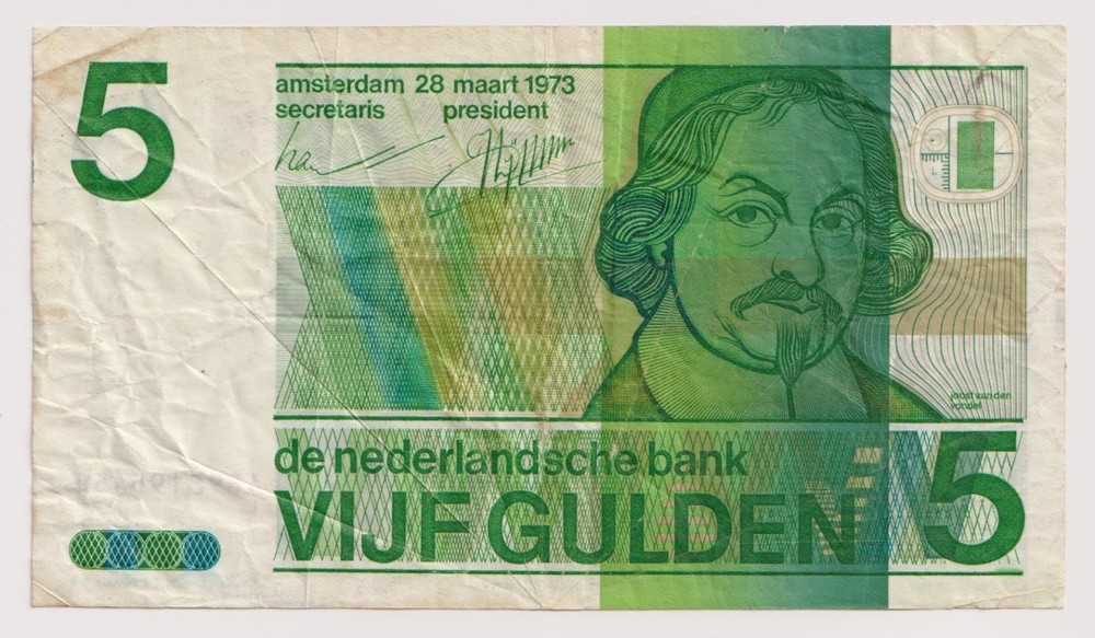 Netherlands 5 Gulden, year 1973 Banknotes