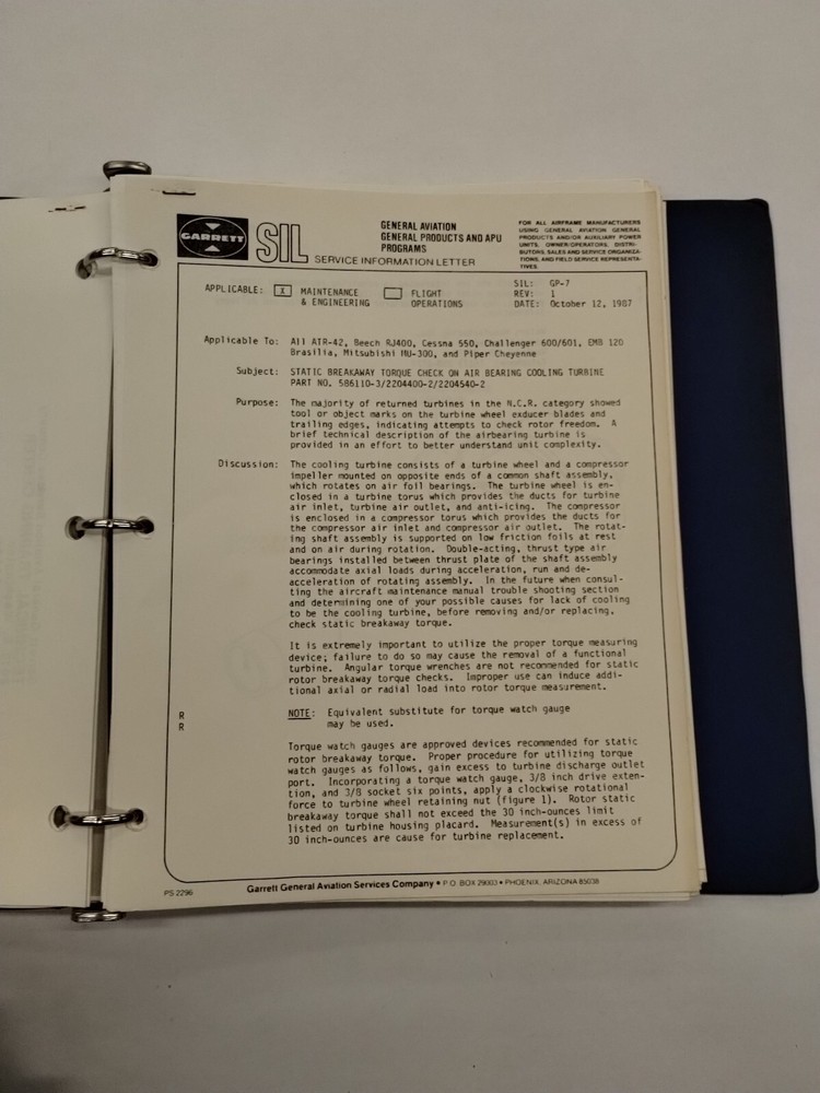 Garrett Service Information Letters 1987-90-Original