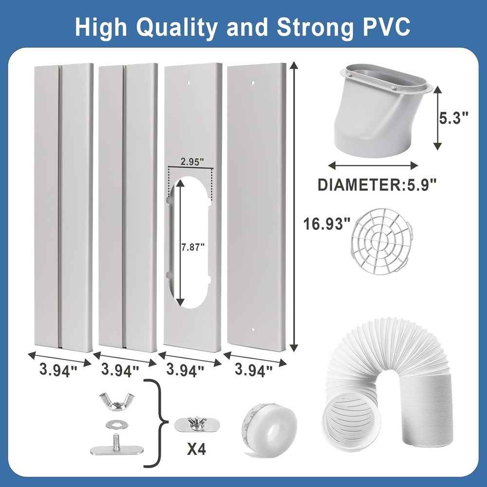 Portable AC Window Vent Kit, Adjustable Vertical/Horizontal Sliding Window Kit