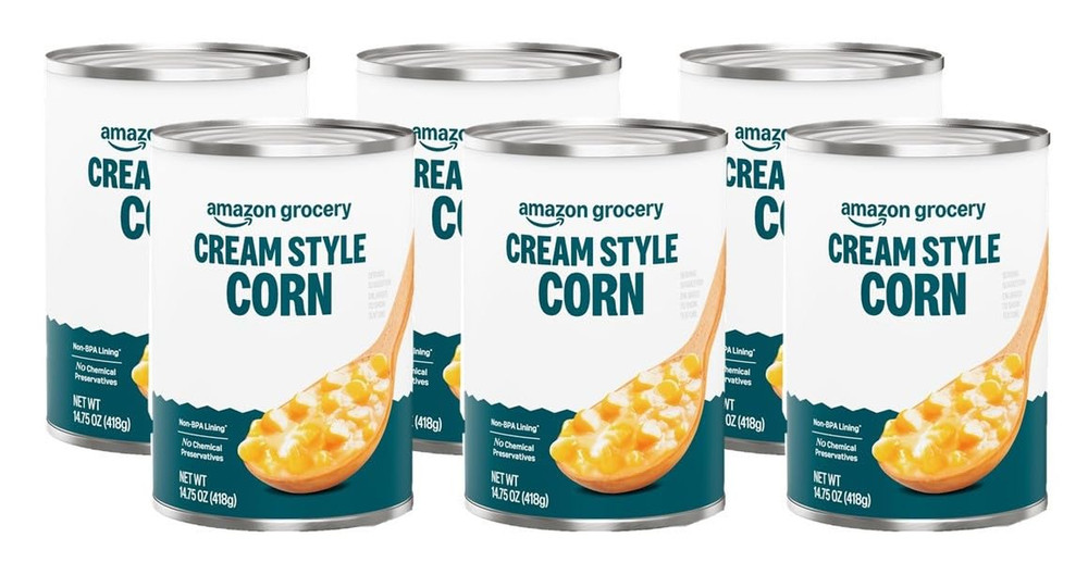 Amazon Fresh, Canned Cream Style Corn, 14.75 Oz (Pack of 6)