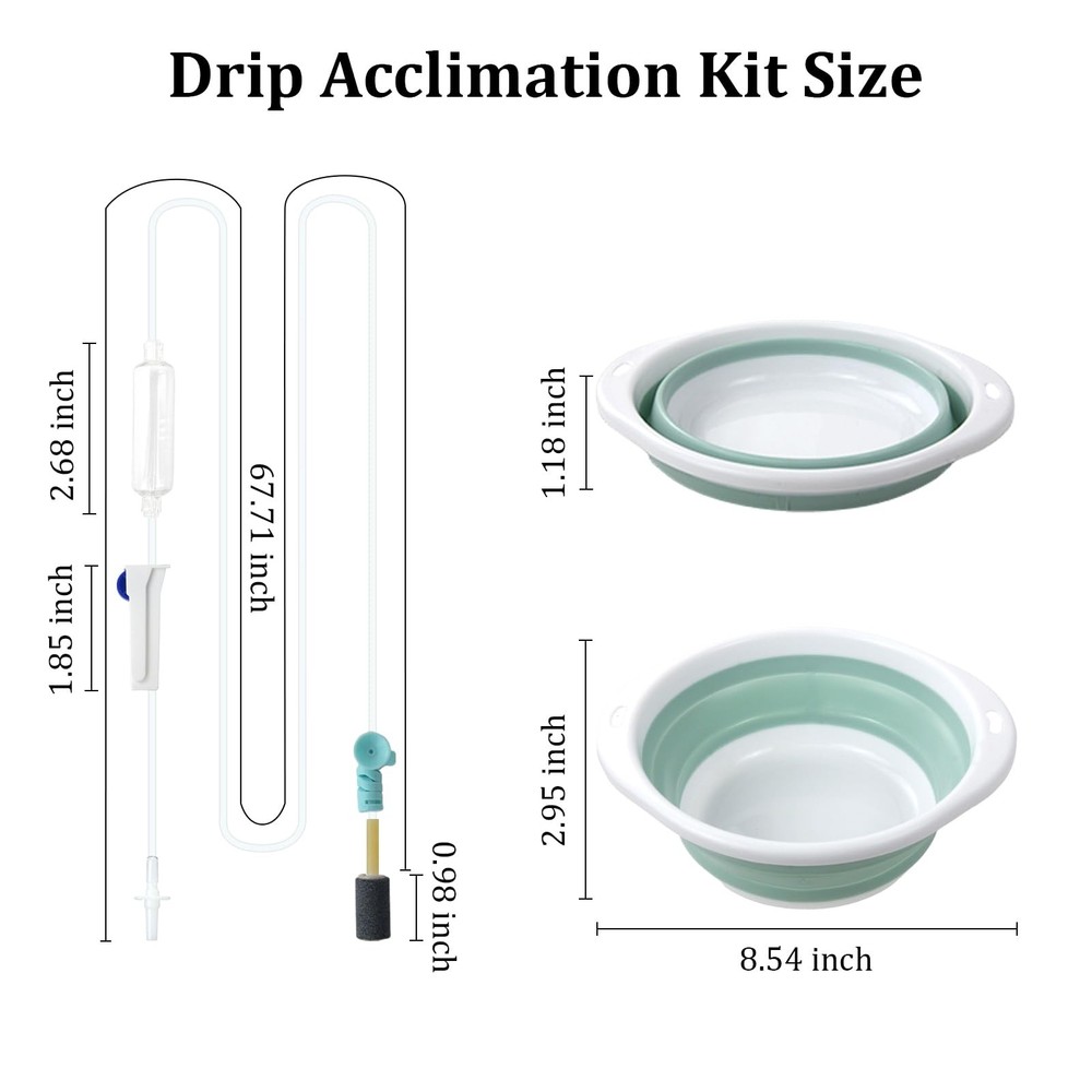 Drip Acclimation Kit with Foldable Fish Acclimation Box, Hose System for Safe...