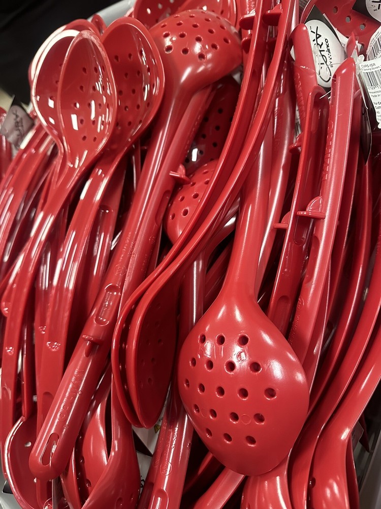12pcs 15" Perforated Serving Spoon, Red, PC, Curve