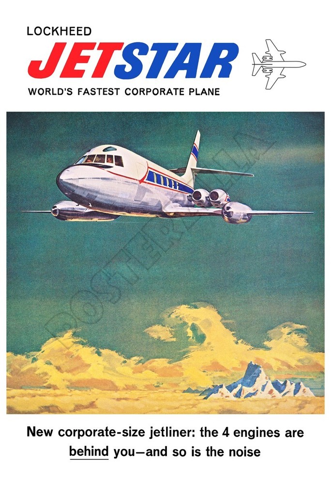 Lockheed Jetstar 1960 Corporate Jet Vintage-Style Poster