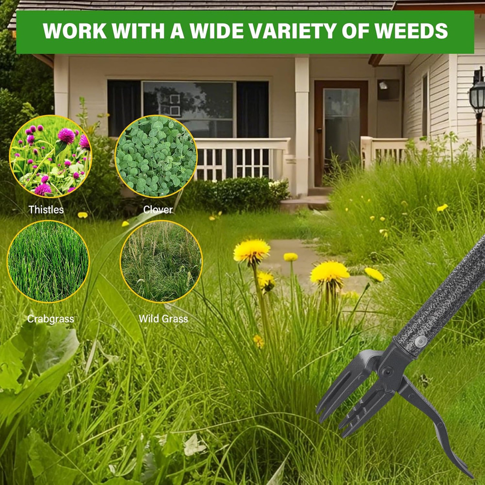 Weed Puller Tool, 4 Claw Stand up Manual Weeder, Heavy Duty Weeding Tool with...