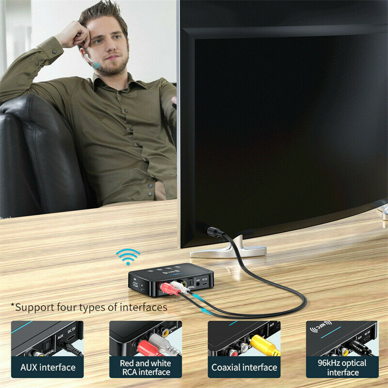Bluetooth 5.0 Receiver Transmitter Stereo AUX 3.5mm Jack RCA NFC Audio Adapter