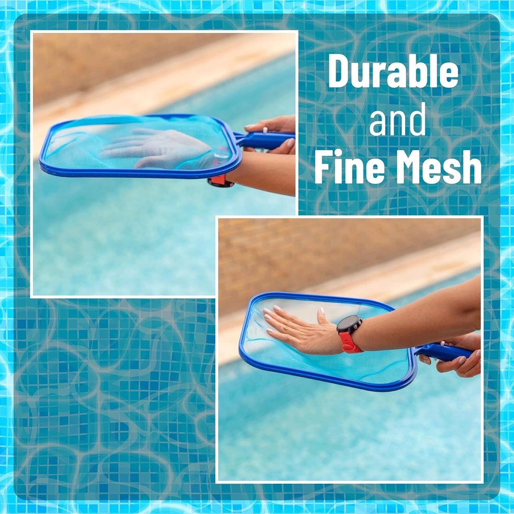 Sky Blue Pool Skimmer Net - Heavy-duty Fine Mesh Pool Cleaning Tool