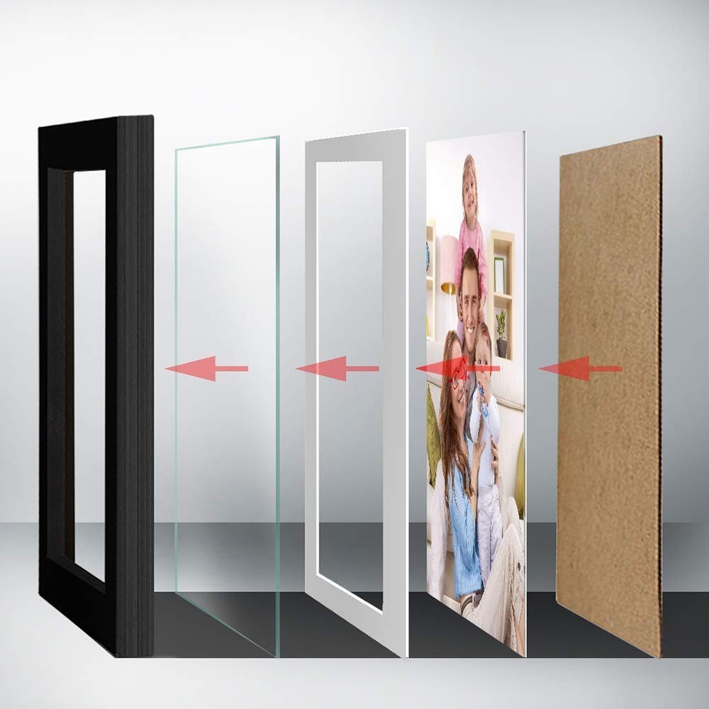 Multi Black Picture Frames with Mat for Multiple Sizes Photos, Four 4x6, Four...