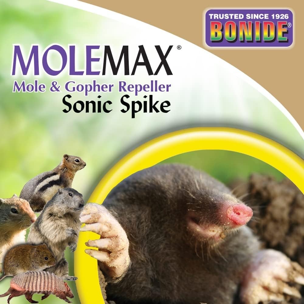 (12) Molemax Sonic Spike Solar Powered Mole and Gopher Repeller Bonide BND61121