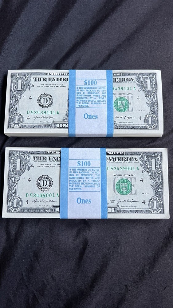 Rare Uncirculated Sequential $1 Bills w/ Multiple Printing Errors - 10 Count