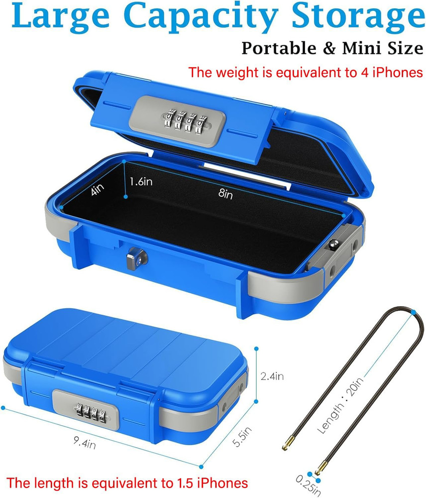 Portable Safe Box, Combination Lock Box with Code, Waterproof Anti-Theft Mini Tr