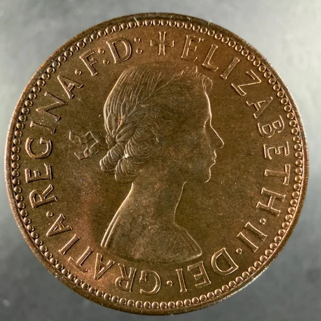 1957 Great Britain Half Penny Ship Reverse Sharp Features