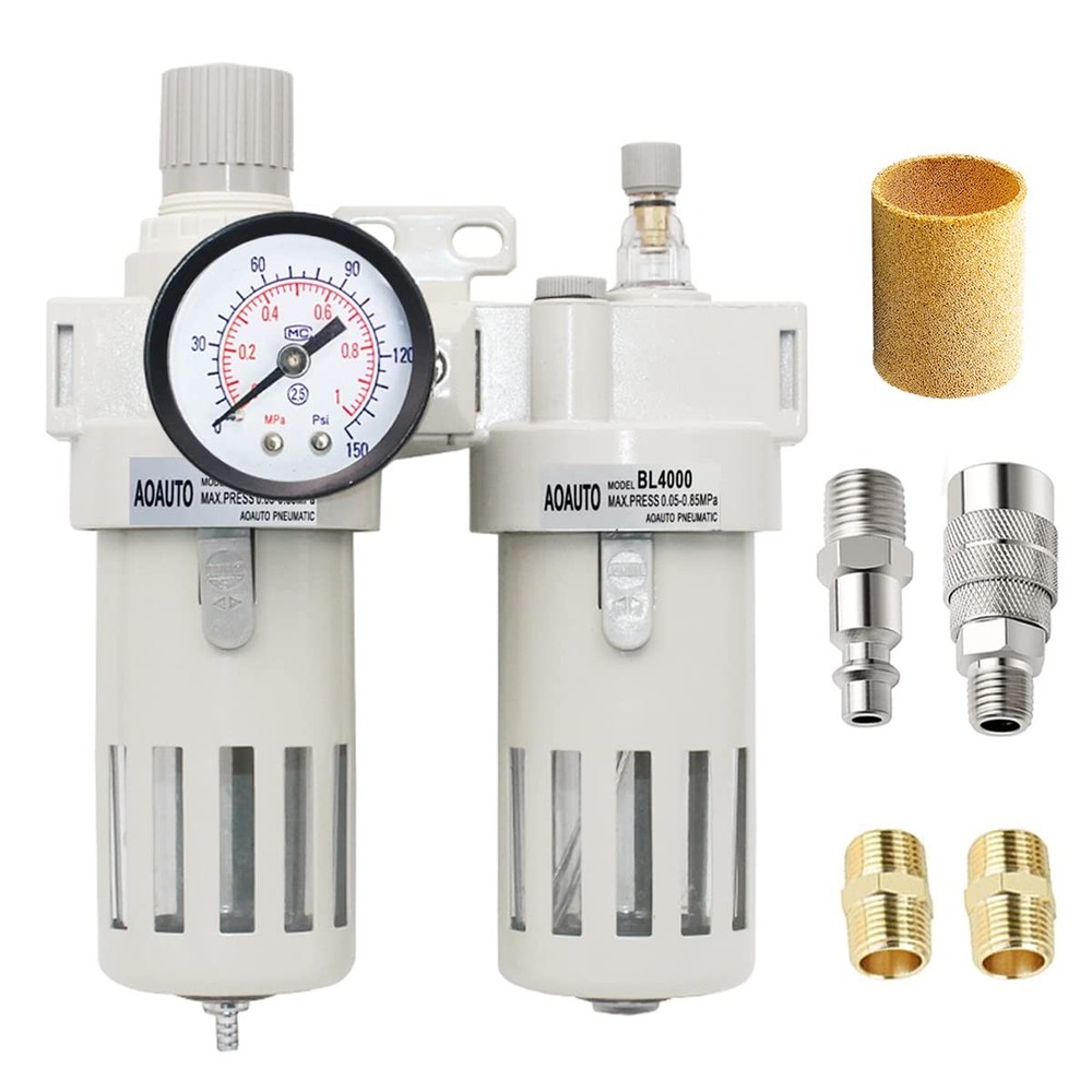 1/2 NPT Compressed Air Filter Regulator Lubricator Combo,Air Tool Compressor Fil