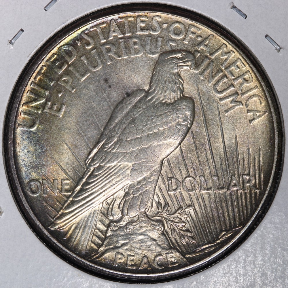 1921 Peace Silver Dollar AU+++ TONED E389 RUNLK