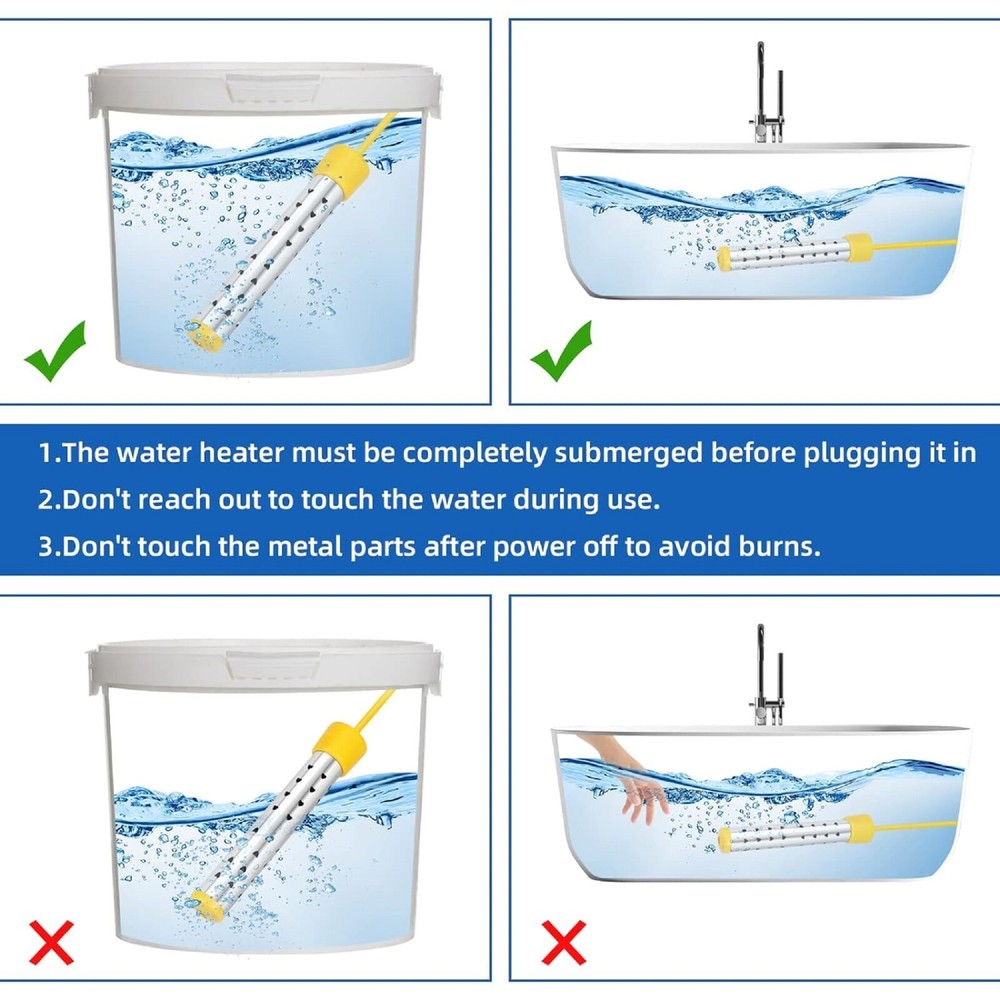 calentador de agua electrico portatil 110V sumergible para 5galones caliente 2PC