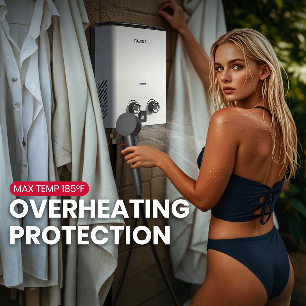 Portable Propane Tankless Water Heater Compact Outdoor Shower for Off-Grid Cabin