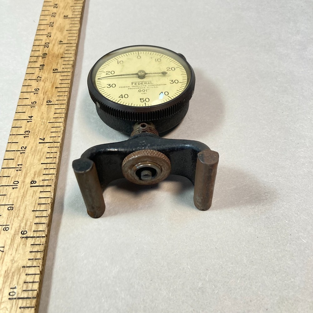 Federal Dial Indicator .001" Flat Back #C81 w/ Angular Base Stop USA