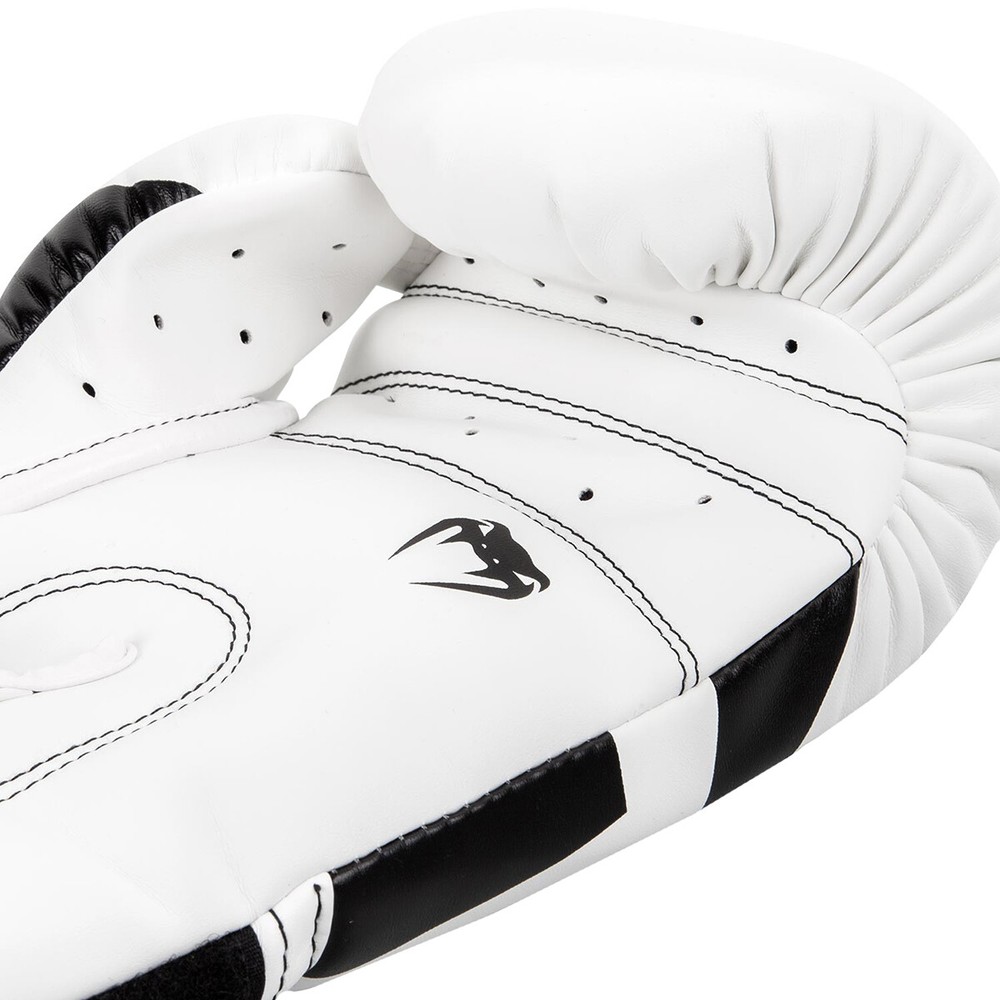 Venum Elite Hook and Loop Training Boxing Gloves - White/Black