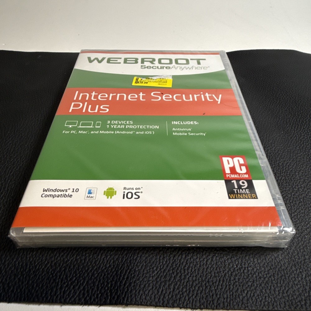 WEBROOT Secure $39 Internet Security Plus 3 Devices Antivirus Mobile PC Mac