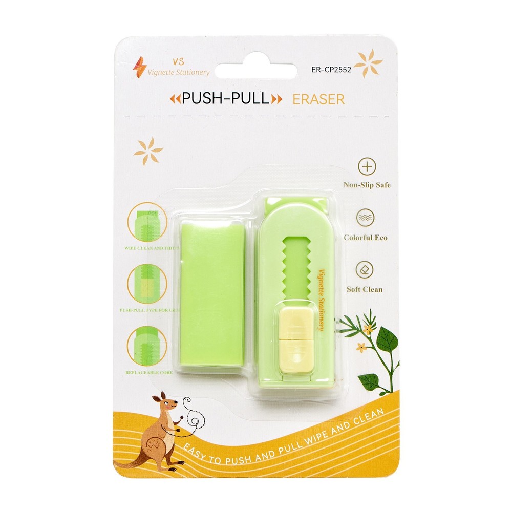 Retractable Eraser with Extra Refill Soft Rubber Break Resistant School Student